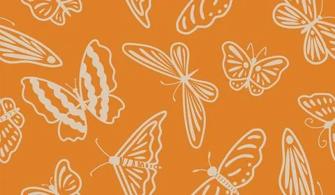 Seamless vector pattern with cute butterflies, great as a textile print 库存插图