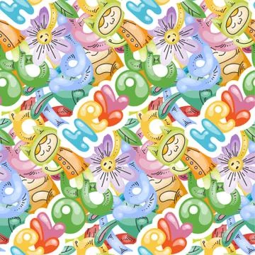 Seamless vector pattern with cute cartoon monsters and beasts. Nice for packa 스톡 일러스트