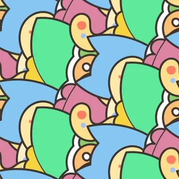 Seamless vector pattern with cute cartoon monsters and beasts. Nice for packa Stock Illustration