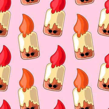 Seamless vector pattern with cute cartoon candle Stock-Illustration