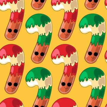 Seamless vector pattern with cute cartoon candy Illustrazione stock