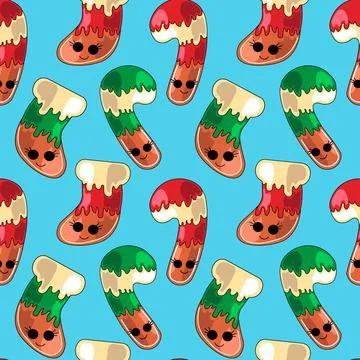 Seamless vector pattern with cute cartoon candy and sock Illustrazione stock