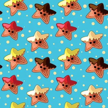 Seamless vector pattern with cute cartoon stars Illustrazione stock