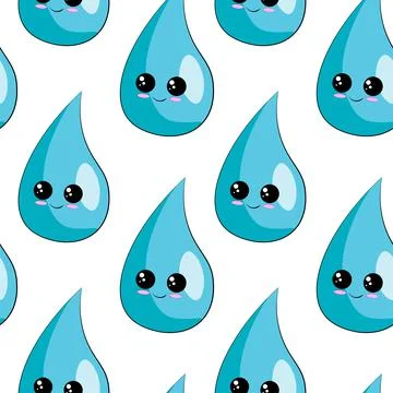 Seamless vector pattern with cute cartoon drop イラスト素材