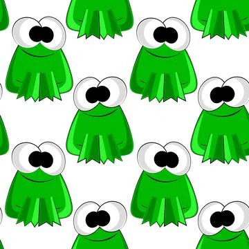 Seamless vector pattern with cute cartoon frog Stock Illustration