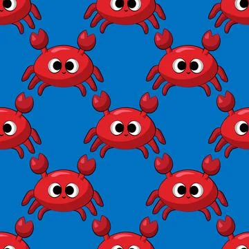 Seamless vector pattern with cute cartoon crab イラスト素材