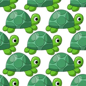 Seamless vector pattern with cute cartoon turtle イラスト素材