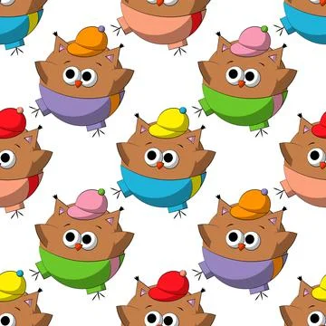 Seamless vector pattern with cute cartoon owl in sports form Stockillustratie