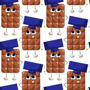 Seamless vector pattern with cute cartoon study chocolate Stockillustratie