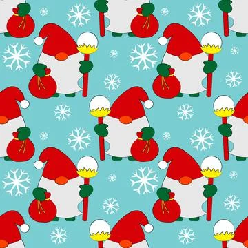Seamless vector pattern with cute cartoon Gnomes Santa Illustrazione stock