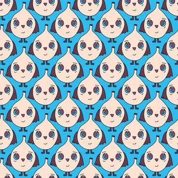 Seamless vector pattern with cute cartoon characters. Illustrazione stock