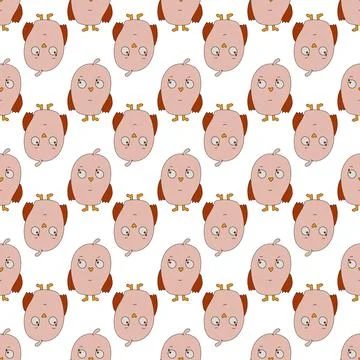 Seamless vector pattern with cute cartoon characters. Illustrazione stock