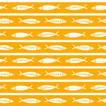 Seamless vector pattern with cute fishes. Striped pattern. For pattern fills Stock Illustration