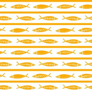 Seamless vector pattern with cute fishes. Striped pattern. For pattern fills Illustrazione stock