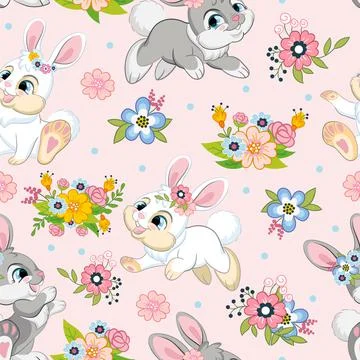 Seamless vector pattern with cute fox background blue Stock Illustration