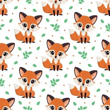 Seamless vector pattern with cute fox. Ideal for textiles, wallpapers Illustrazione stock