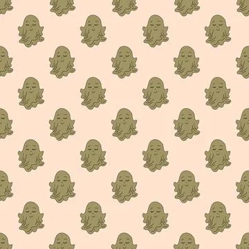 Seamless vector pattern with cute ghosts. 库存插图