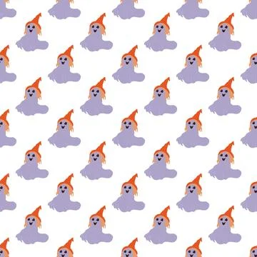Seamless vector pattern with cute ghosts. Stockillustratie