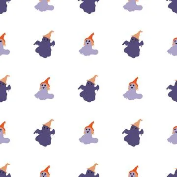 Seamless vector pattern with cute ghosts. Stockillustratie