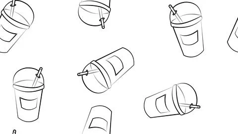 Seamless vector pattern with cute hand drawn colorful soft soda drink bottles 스톡 일러스트