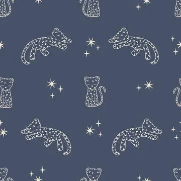 Seamless vector pattern with cute leopards, great for baby and nursery products Illustrazione stock