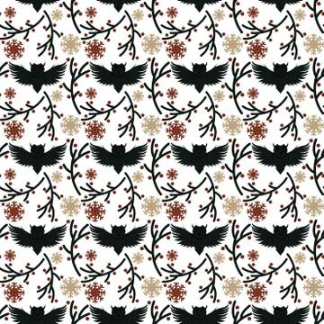 Seamless vector pattern with cute owls Stock Illustration