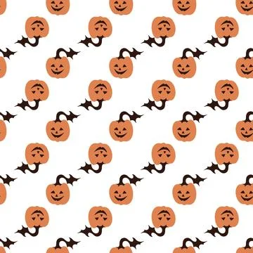 Seamless vector pattern with cute pumpkins. Illustrazione stock