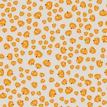 Seamless vector pattern with cute pumpkins. Stock Illustration