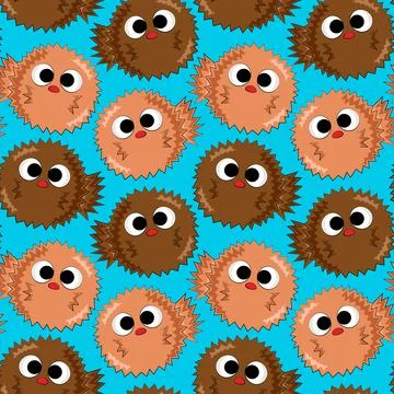 Seamless vector pattern with cute sea hedgehog Illustrazione stock