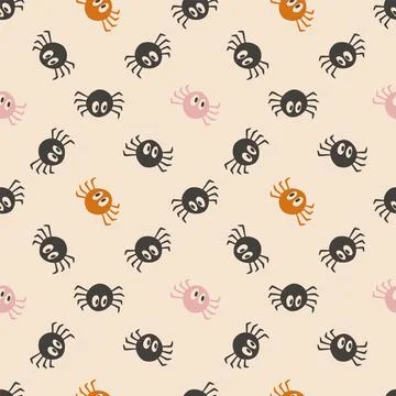 Seamless vector pattern with cute spiders 스톡 일러스트