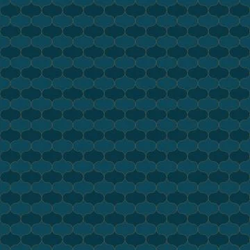 Seamless vector pattern with dark teal ornament with golden outlines Stock Illustration