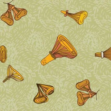 Seamless vector pattern of dchanterelle mushrooms Stock Illustration