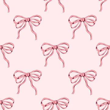 Seamless vector pattern of delicate pink bows illustrated with simple line イラスト素材