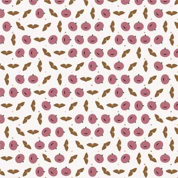 Seamless vector pattern design featuring abstract fruits and leaves in soft.. Stock Illustration