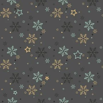 Seamless vector pattern with detailed snowflakes. Nice vector background, p.. Stock Illustration