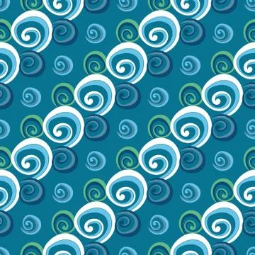 Seamless vector pattern with diagonal stripes formed by shell shaped spirals Illustrazione stock