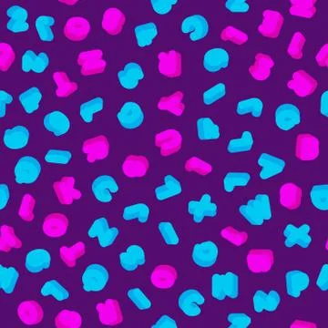Seamless vector pattern, different 3d letters ABC. Colorful school pattern wi Stock Illustration