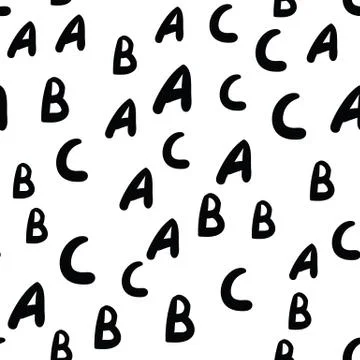 Seamless vector pattern - different letters ABC. Colorful school pattern with Stock Illustration