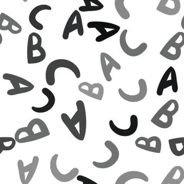 Seamless vector pattern - different letters ABC. Colorful school pattern with Stock Illustration