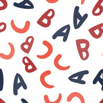 Seamless vector pattern - different letters ABC. Colorful school pattern with Stock Illustration