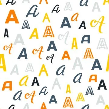 Seamless vector pattern - different letters A Stock Illustration