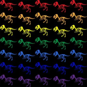 Seamless vector pattern with dinosaur skeleton. Illustrazione stock