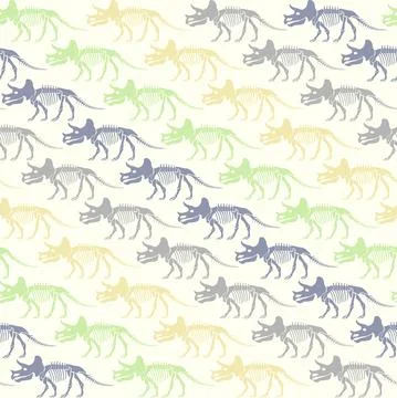 Seamless vector pattern with dinosaur skeleton. Stock Illustration