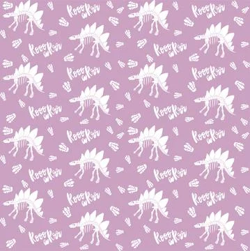 Seamless vector pattern with dinosaur skeleton. Stock Illustration