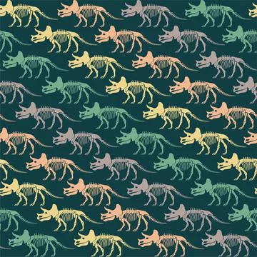 Seamless vector pattern with dinosaur skeleton. Stock Illustration