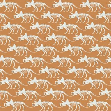 Seamless vector pattern with dinosaur skeleton. Stock Illustration