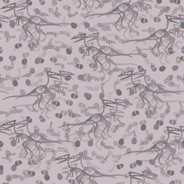 Seamless vector pattern with dinosaur skeleton. Illustrazione stock