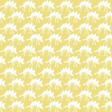 Seamless vector pattern with dinosaur skeleton. Stock Illustration