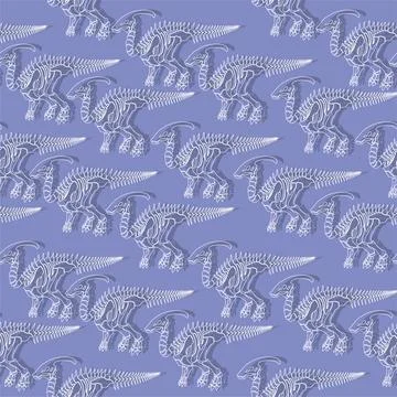 Seamless vector pattern with dinosaur skeleton. Stock Illustration