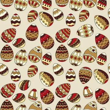Seamless vector pattern with doodle Easter eggs Stock Illustration